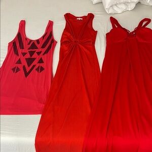 Love J Red Sleeveless Ruched Maxi Dress
